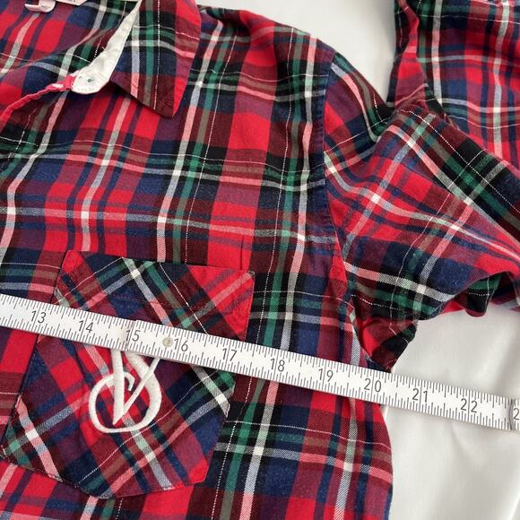 Victoria's Secret Plaid Flannel Sleep Shirt Red Tartan XS Cozy Night - Picture 7 of 9